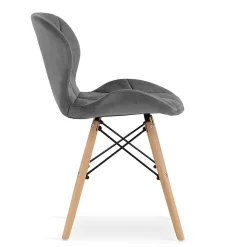 Valora WAKO Fauteuil en velours gris, design moderne pour salon x4