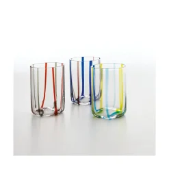 Verre Tirache Zafferano en verre borosilicate bicolore Bleu améthyste boîte de 6 pièces