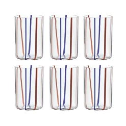 Verre Tirache Zafferano en verre borosilicate bicolore Bleu améthyste boîte de 6 pièces