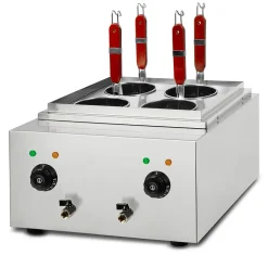 VERTES Cuiseur à pâtes Professionnel, électrique, 2x 1700 watts, 2 cuves de cuisson séparées de 6 litres chacune, 4 paniers