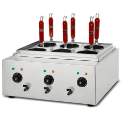 VERTES Cuiseur à pâtes Professionnel, électrique, 3x 1700 watts, 3 cuves de cuisson séparées de 6 litres chacune, 6 paniers