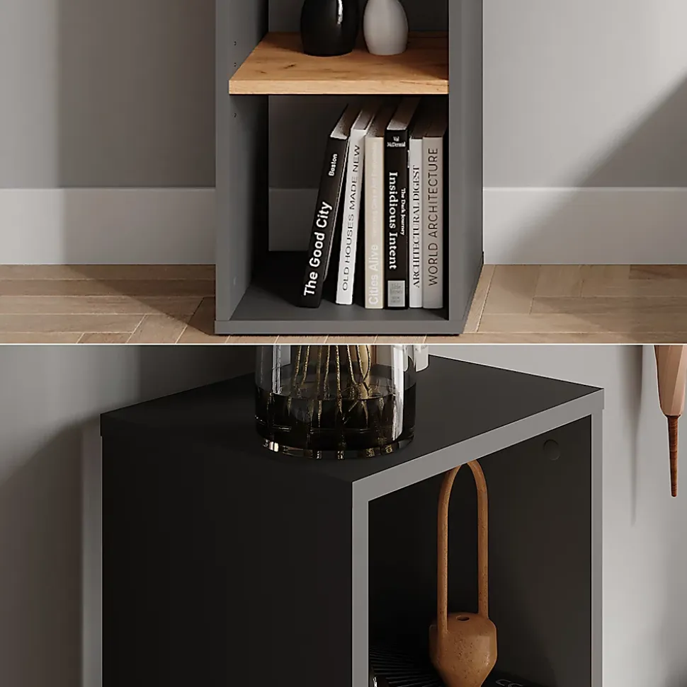 Vicco Armoire à chaussures Anthracite/chêne doré 30x90.5cm