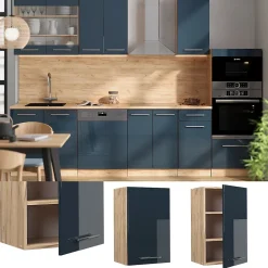 Vicco Armoire de cuisine Bleu foncé brillant 45cm