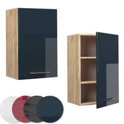 Vicco Armoire de cuisine Bleu foncé brillant 45cm