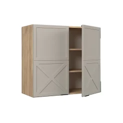 Vicco Armoire en verre GrisBeige 80cm
