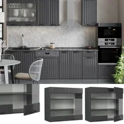 Vicco Armoire en verre Gris foncé 80cm