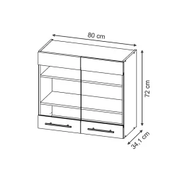 Vicco Armoire en verre Gris foncé 80cm