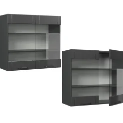 Vicco Armoire en verre Gris foncé 80cm