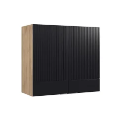 Vicco Armoire en verre Noir rayé 80cm