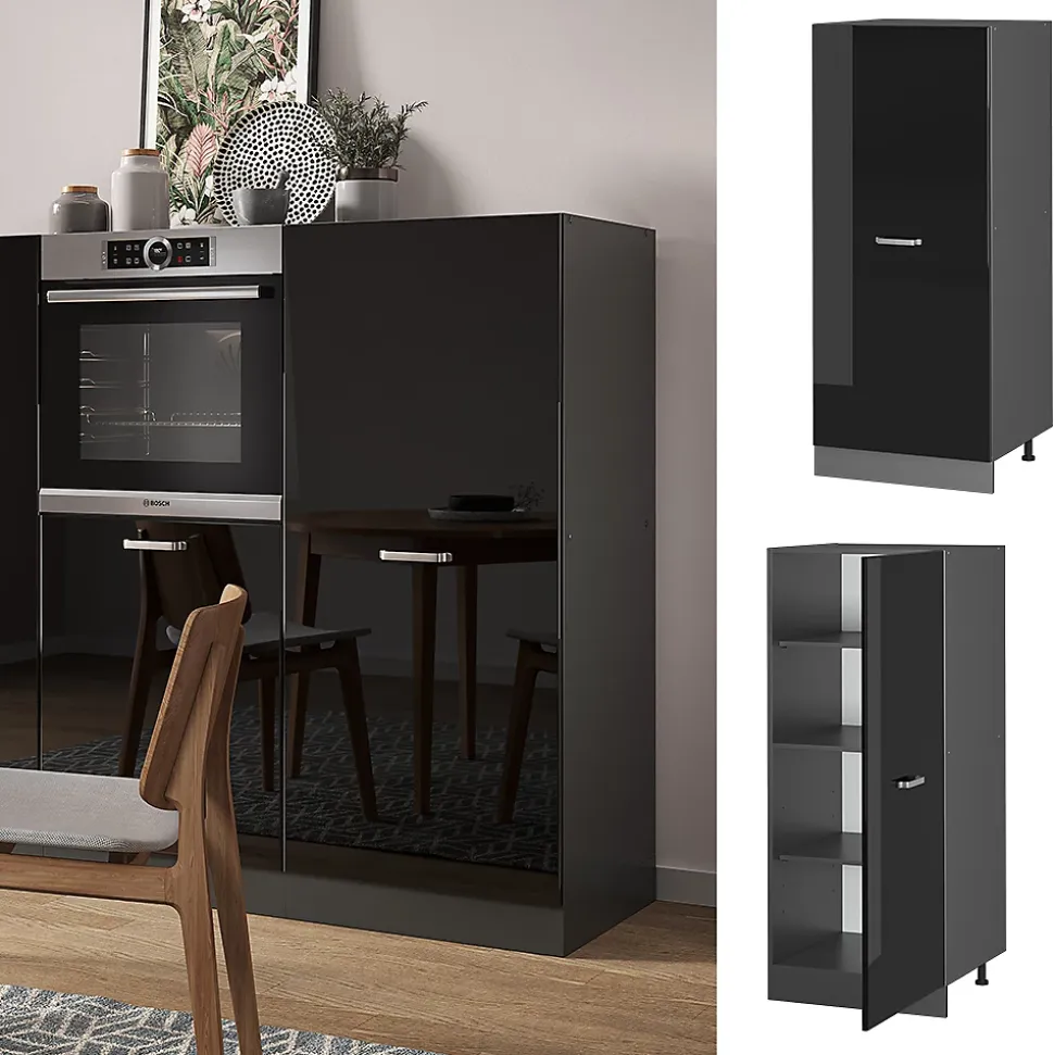 Vicco Armoire haute Noir Haute brillance 60cm