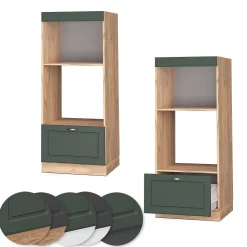 Vicco Armoire micro-ondes Vert Or Campagne 60cm ouvert