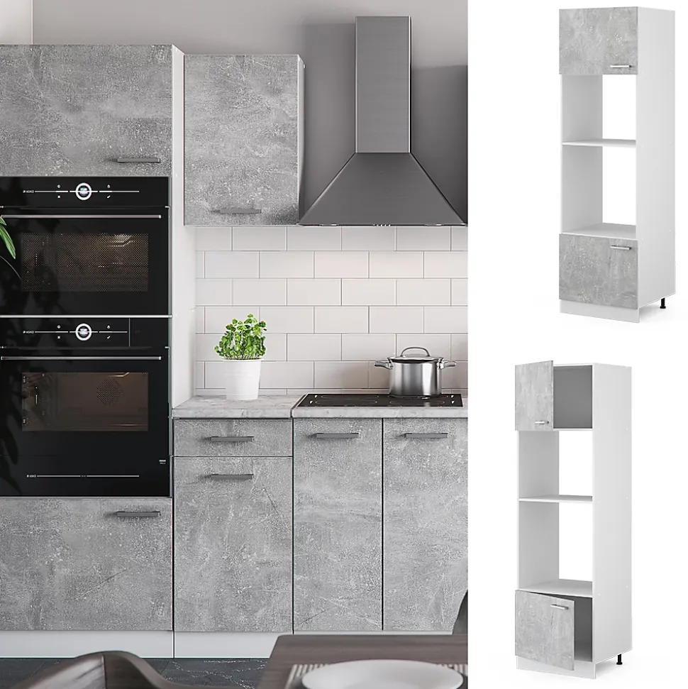 Vicco Armoire micro-ondes Béton 60cm