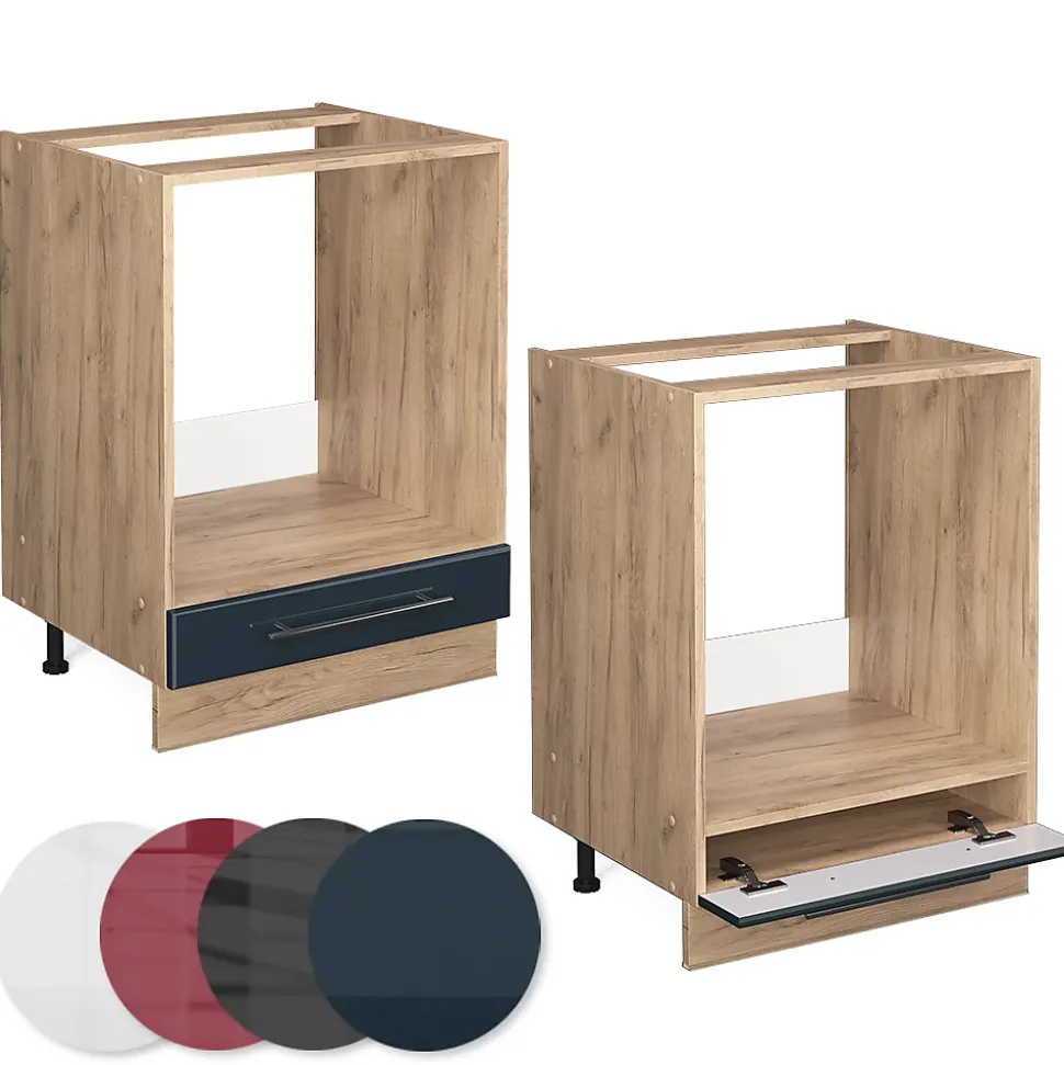 Vicco Armoires de cuisine Bleu foncé brillant 60cm , PT Marbre