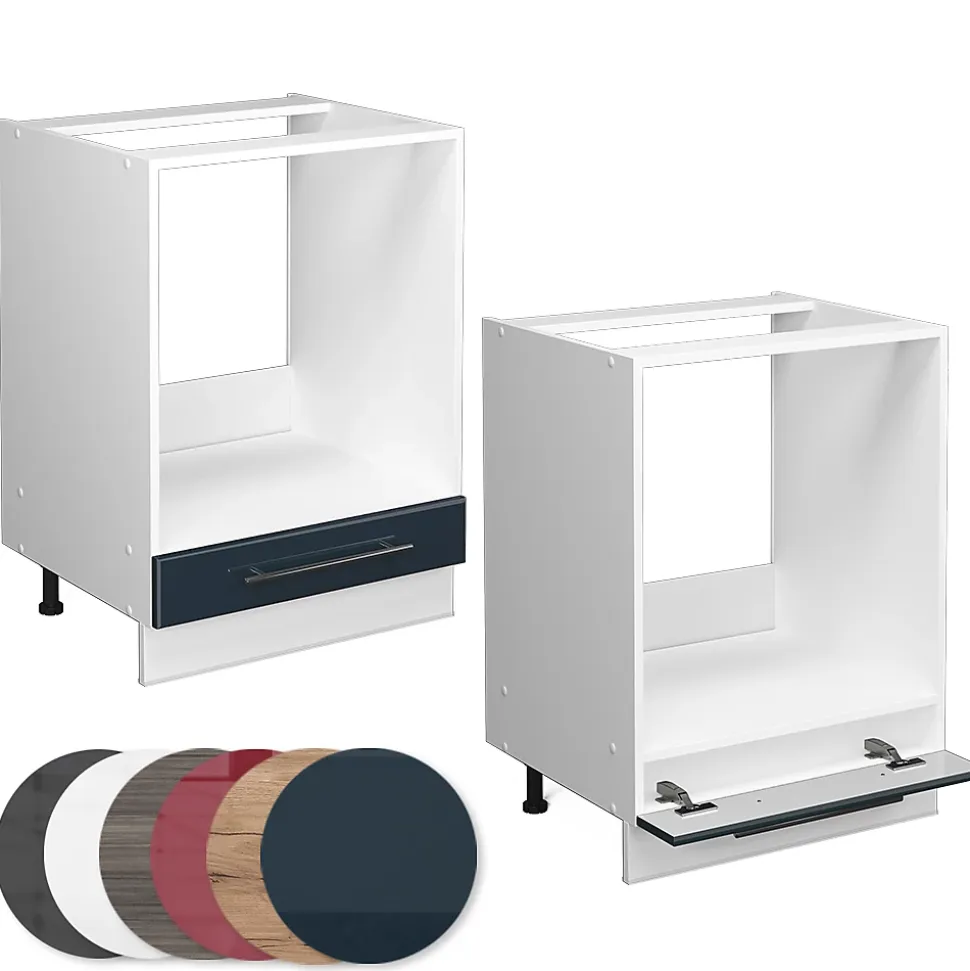 Vicco Armoires de cuisine Bleu foncé brillant 60cm , PT Chêne