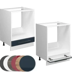 Vicco Armoires de cuisine Bleu foncé brillant 60cm , PT Marbre