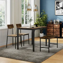 Vicco Banc et chaise noir/chêne rustique 85x46cm 3 pièces