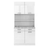 Vicco Bloc cuisine Blanc Haute brillance 100cm , PT Marbre
