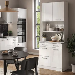 Vicco Bloc cuisine Blanc Haute brillance 80cm , PT Marbre