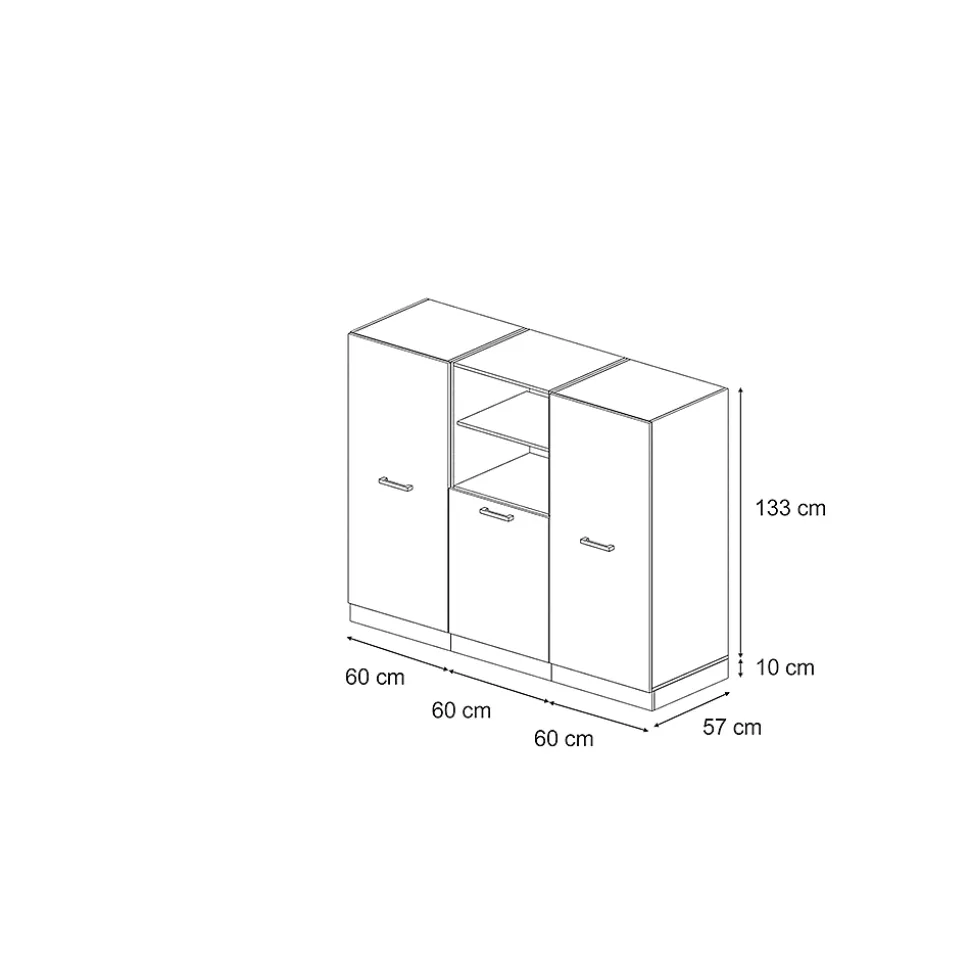 Vicco Bloc cuisine Blanc campagnard/Chêne doré 180cm sans PT