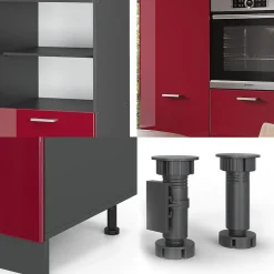Vicco Bloc cuisine Rouge brillant/Anthracite 180cm sans PT