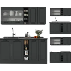 Vicco Cuisine Anthracite maison de campagne/anthracite 160cm sans PT