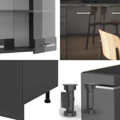 Vicco Cuisine Anthracite brillant/anthracite 140cm , PT Chêne