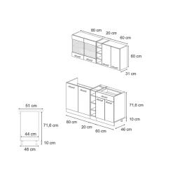 Vicco Cuisine Anthracite Campagne/Chêne doré 160cm , PT Anthracite