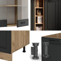 Vicco Cuisine Anthracite Campagne/Chêne doré 160cm , PT Anthracite