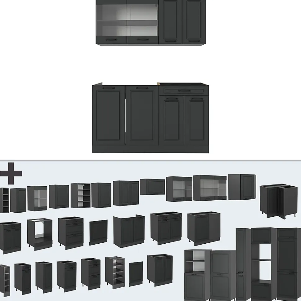 Vicco Cuisine Anthracite maison de campagne/anthracite 140cm sans PT