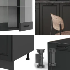 Vicco Cuisine Anthracite maison de campagne/anthracite 140cm sans PT