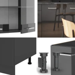 Vicco Cuisine Anthracite brillant/anthracite 140cm sans PT