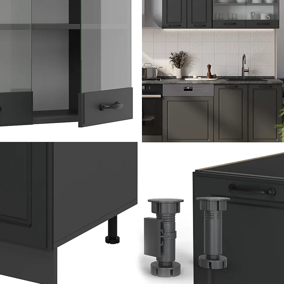 Vicco Cuisine Anthracite maison de campagne/anthracite 300cm , PT Marbre