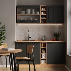 Vicco Cuisine Anthracite Campagne/Chêne doré 160cm , PT Chêne