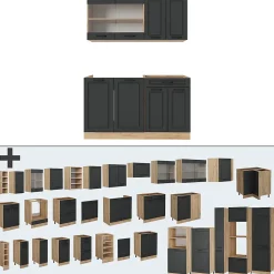 Vicco Cuisine Anthracite Campagne/Chêne doré 140cm sans PT