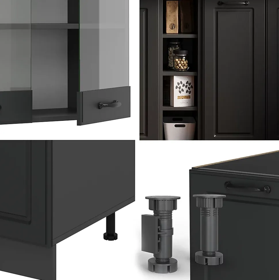 Vicco Cuisine Anthracite maison de campagne/anthracite 160cm , PT Marbre