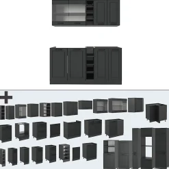 Vicco Cuisine Anthracite maison de campagne/anthracite 160cm , PT Marbre