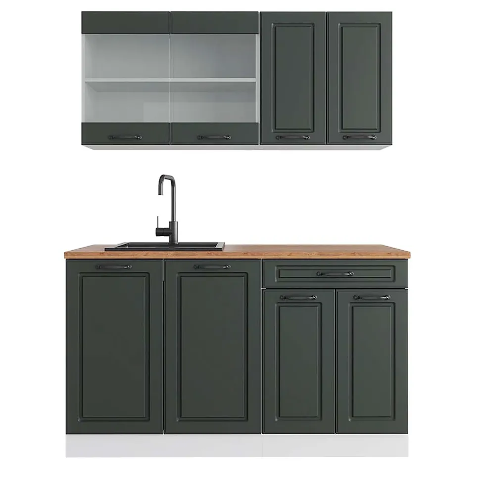 Vicco Cuisine Anthracite maison de campagne/blanc 140cm , PT Chêne