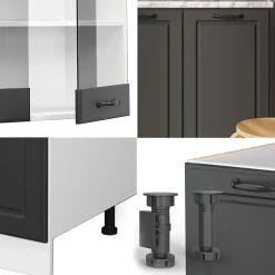 Vicco Cuisine Anthracite maison de campagne/blanc 140cm , PT Chêne