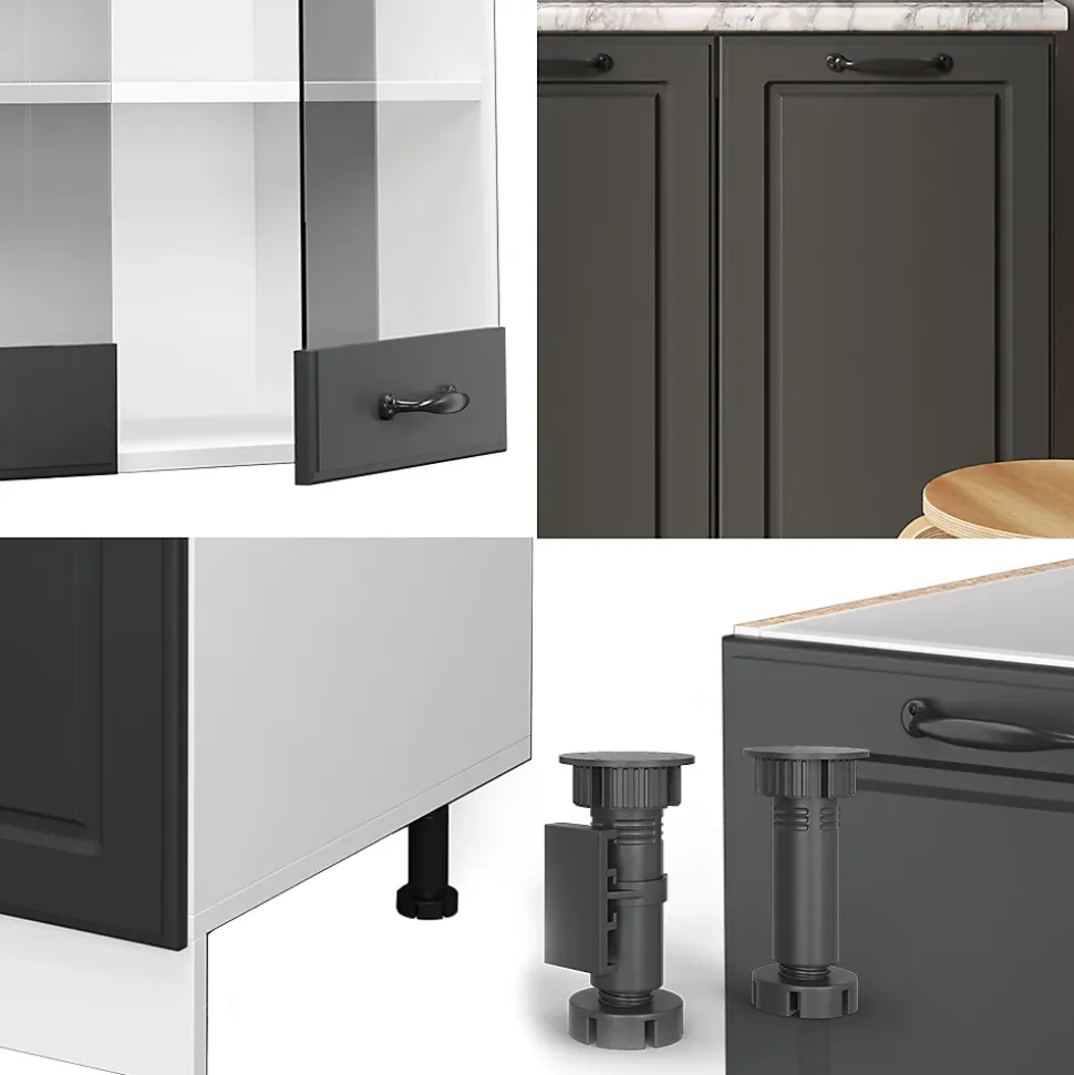 Vicco Cuisine Anthracite maison de campagne/blanc 140cm , PT Chêne