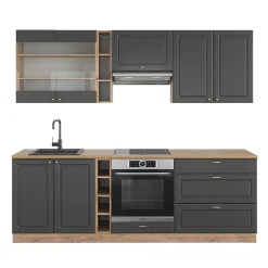 Vicco Cuisine Anthracite Campagne/Chêne doré 235cm sans PT