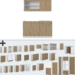 Vicco Cuisine Artisan chêne/blanc 140cm , PT Chêne