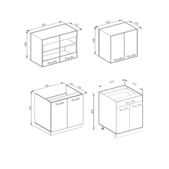 Vicco Cuisine blanc brillant/blanc 140cm , PT Anthracite