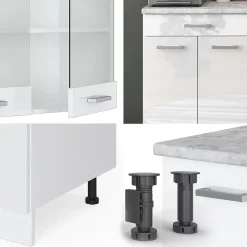 Vicco Cuisine blanc brillant/blanc 140cm , PT Anthracite