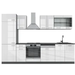 Vicco Cuisine Blanc brillant/Anthracite 300cm sans PT