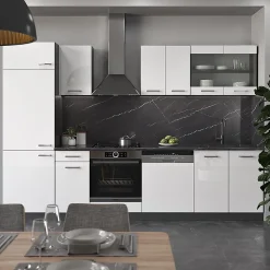 Vicco Cuisine Blanc brillant/Anthracite 300cm sans PT