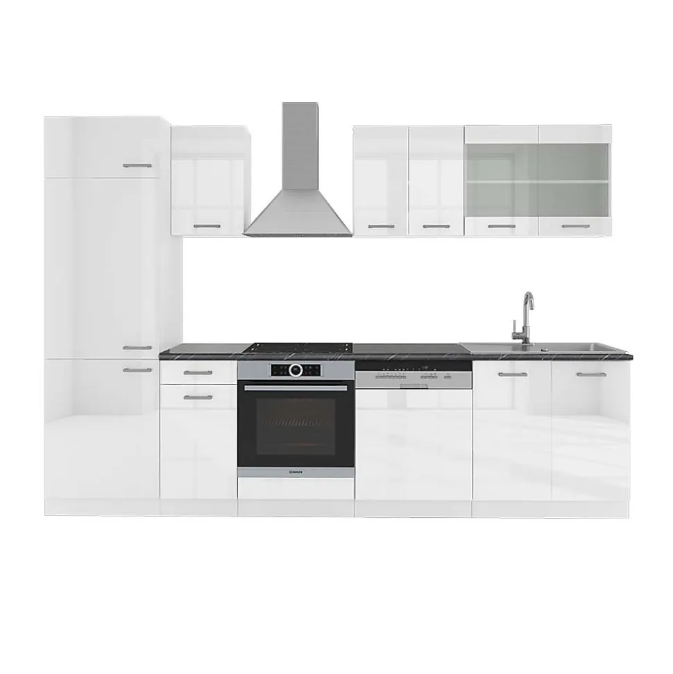 Vicco Cuisine blanc brillant/blanc 300cm , PT Anthracite