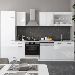 Vicco Cuisine blanc brillant/blanc 300cm , PT Anthracite