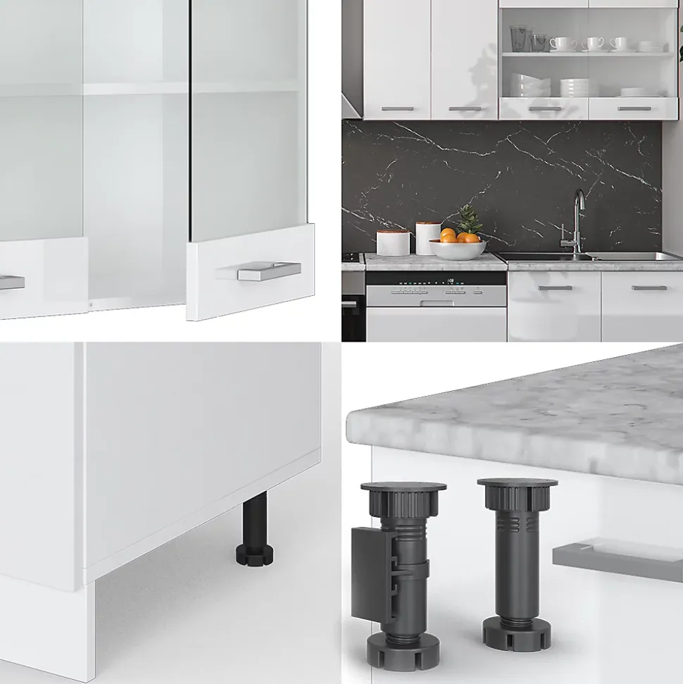 Vicco Cuisine blanc brillant/blanc 300cm , PT Anthracite