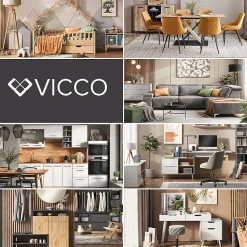 Vicco Cuisine Blanc brillant/Chêne doré 160cm avec meuble four encastrable sans PT