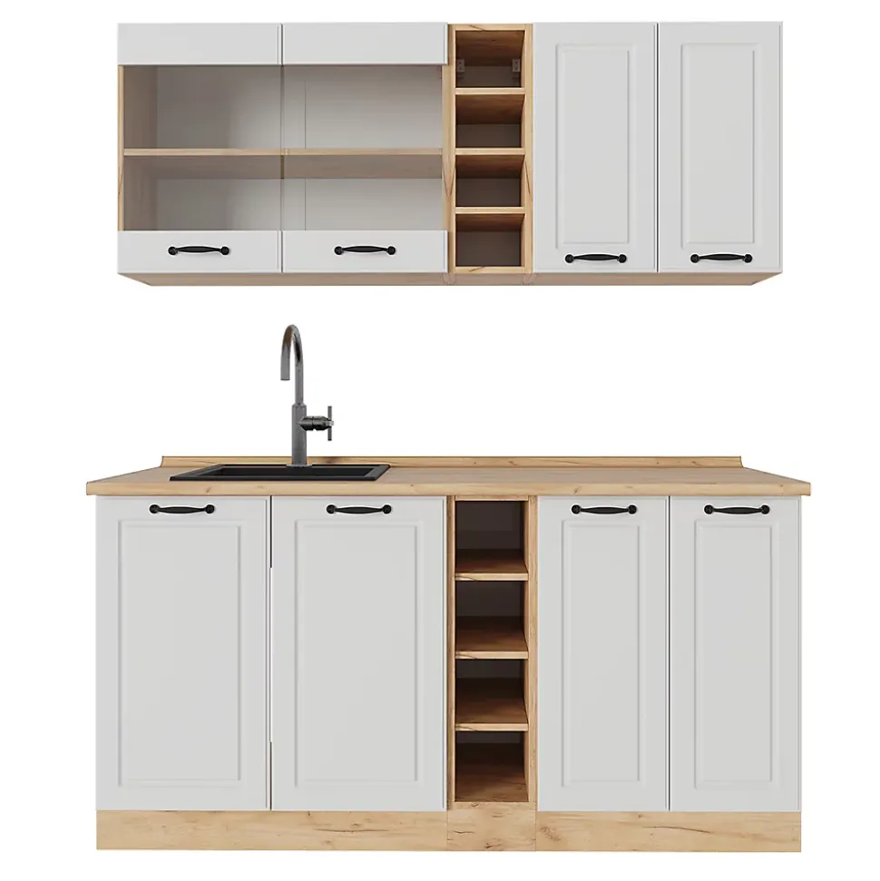 Vicco Cuisine Blanc campagnard/Chêne doré 160cm sans PT